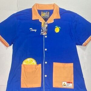Vibrant Blue and Orange Men's Casual Shirt
